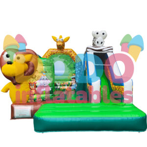 Springkussen Jungledieren met glijbaan