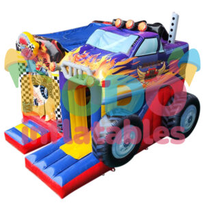 Springkussen Monstertruck met glijbaan